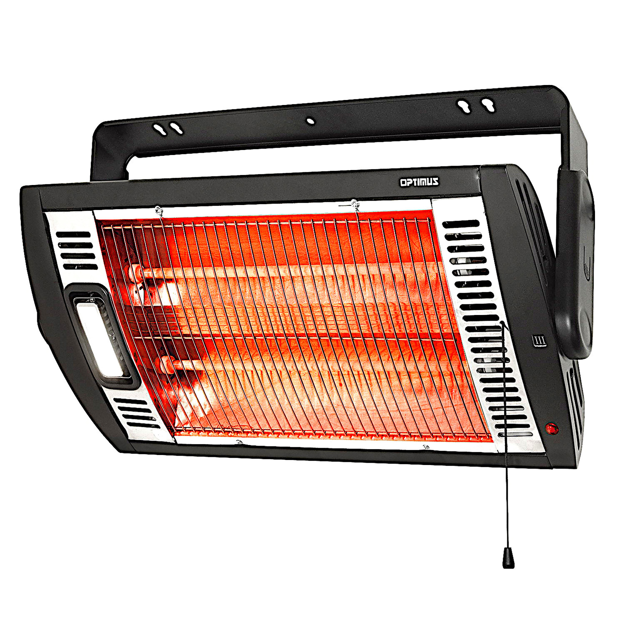 Optimus Garage/Outdoor Ceiling Mount Utility Heater — 1500 Watts, Quartz Heating, Halogen Light, Overheat Protection, Metal Housing, Model# H-9010